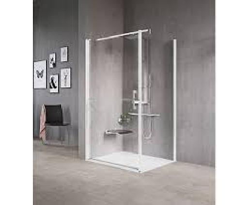Waterfront//ref; CWR.140//paroi libre 138-139cm H200 verre transparent cadre chrome avec barre de renfort , verre 10mm - Waterfront